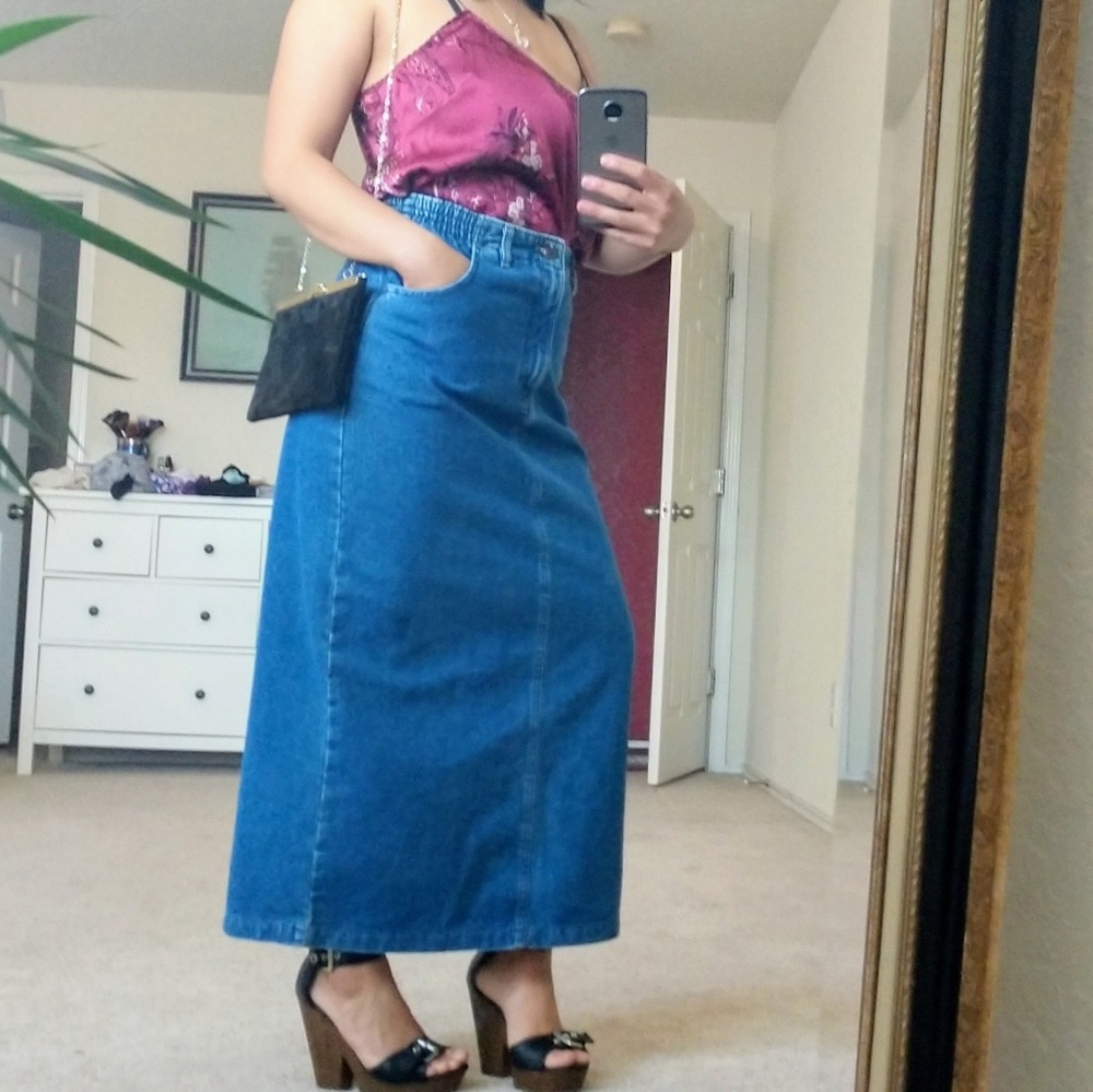 Denim long skirt